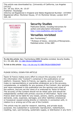 Security Studies Versailles revisited