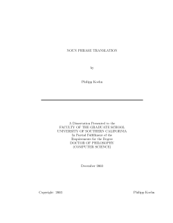 Noun phrase translation - Machine Translation Archive