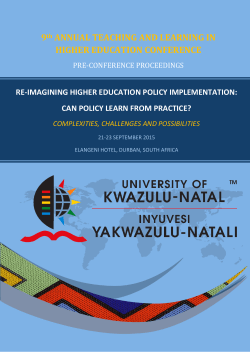 9th ANNUAL TEACHING AND LEARNING IN HIGHER EDUCATION