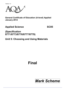 Applied Science Mark Scheme Unit 5 - Choosing and Using