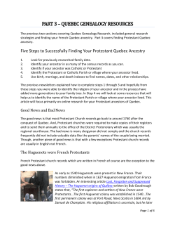 Five Steps to Successfully Finding Your Protestant Quebec Ancestry