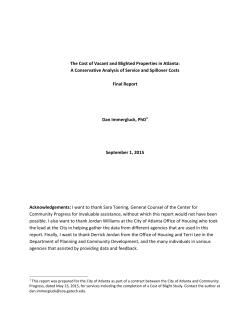 The Cost of Vacant and Blighted Properties in Atlanta: A