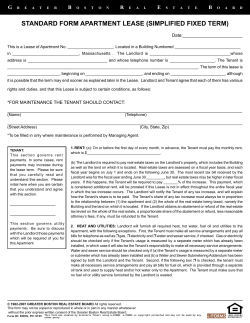 Standard Form apartment LeaSe (SImpLIFIed FIxed term)