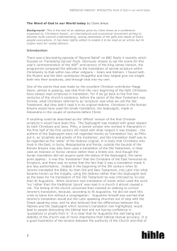 The Word of God in our World today