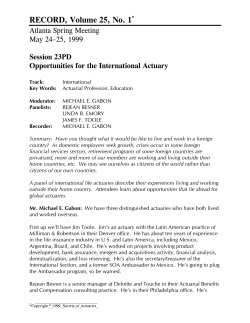 Opportunities for the International Actuary