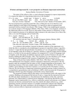 D feature and impersonal SE - Canadian Linguistic Association