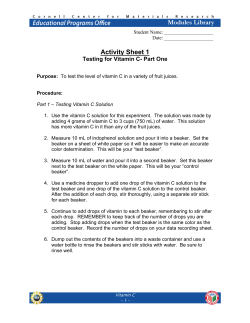 Activity Sheet 1 Testing for Vitamin C