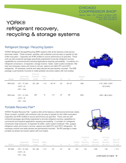 YORK&reg; refrigerant recovery, recycling