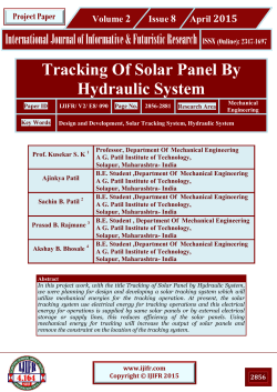 Tracking Of Solar Panel By Hydraulic System