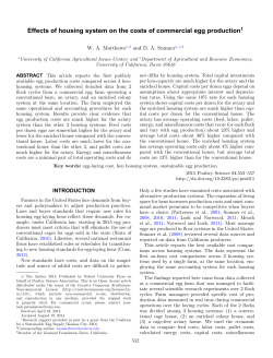 Effects of housing system on the costs of commercial egg production