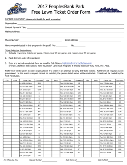 2017 PeoplesBank Park Free Lawn Ticket Order Form