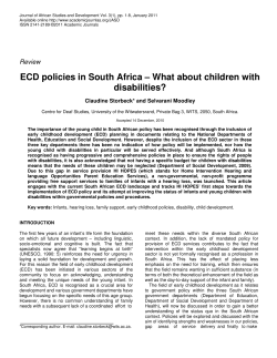 ECD policies in South Africa &ndash; What about children with disabilities?