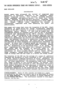 The United Democratic Front and Township Revolt