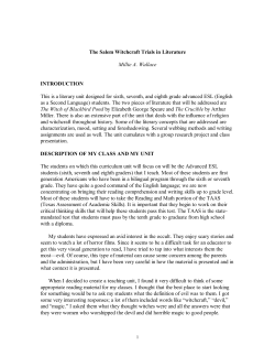 The Salem Witchcraft Trials in Literature
