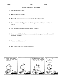 Metals, Nonmetals, Metalloids