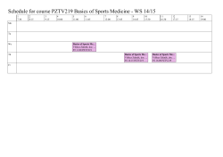 Schedule for course PZTV219 Basics of Sports Medicine