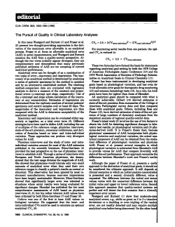 The Pursuit of Quality in Clinical Laboratory