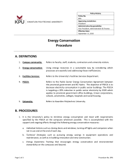 Energy Conservation Procedure - Kwantlen Polytechnic University