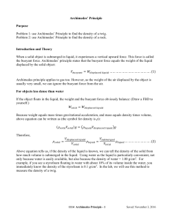 Archimedes Principle - Physics at Langara College