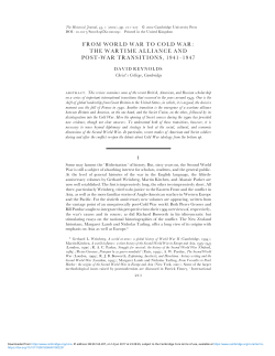 FROM WORLD WAR TO COLD WAR: THE WARTIME ALLIANCE