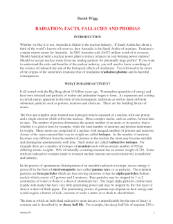 RADIATION: FACTS, FALLACIES AND PHOBIAS