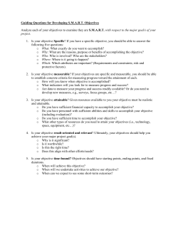 Guiding Questions for Developing S.M.A.R.T. Objectives
