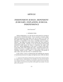 article independent judges, dependent judiciary