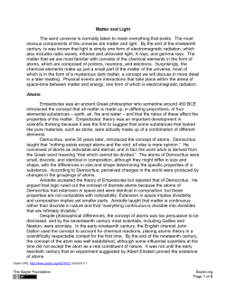 Unit 5: Matter and Light