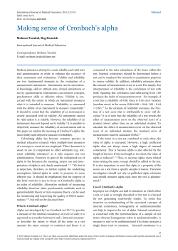 Making sense of Cronbach`s alpha - International Journal of Medical
