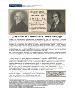 John Adams looks back on Thomas Paine`s Common Sense