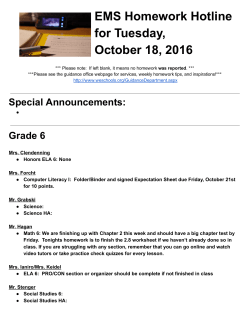 EMS Homework Hotline for Tuesday, October 18, 2016