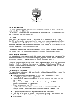 FROM THE PRESIDENT Full marks and congratulations to all