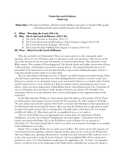 Praise the Lord of History Psalm 105 Main Idea: This historical