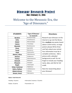 Dinosaur Research Project Welcome to the Mesozoic Era, the "Age