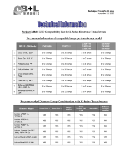 MR16 LED Compatibility List for X-Series