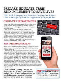 PREPARE, EDUCATE, TRAIN AND IMPLEMENT TO SAVE LIVES