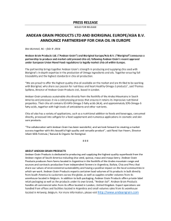 Andean Grain Products Ltd and Bioriginal Europe/Asia B.V.