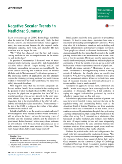 Negative Secular Trends in Medicine: Summary