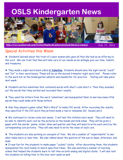 OSLS Kindergarten News