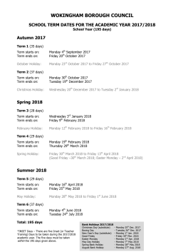 School term dates 2017 - Wokingham Borough Council