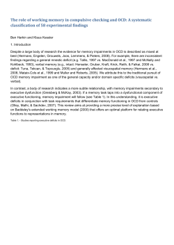 The role of working memory in compulsive checking and OCD: A