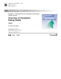 Overview of Canadians` Eating Habits