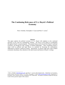 The Continuing Relevance of F.A. Hayek`s Political