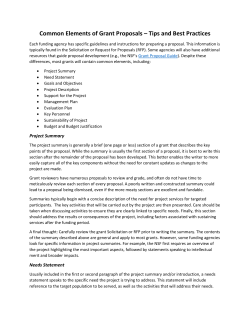 Common Elements of Grant Proposals &ndash; Tips and Best Practices