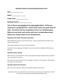 Maryites Read to Succeed Questionnaire Form Date Name Grade