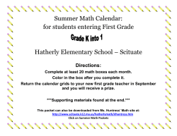 Summer Math Calendar - Scituate Public Schools