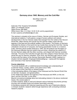 Germany since 1945: Memory and the Cold War