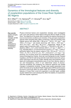 - Knowledge and management of aquatic ecosystems