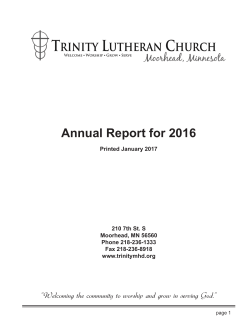 Annual Report for 2016 - Trinity Lutheran Church
