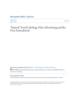 "Natural" Food Labeling: False Advertising and the First Amendment